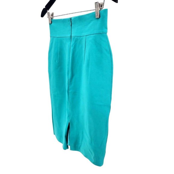 ANTONIO MELANI Pencil Skirt Knee-length Stretchy Soft Fitted Knee-length Teal - Picture 2 of 10